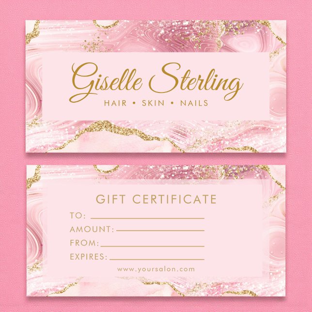 Chic Blush Rosa Guld Agat Marmor Presentkort (Skapare uppladdad)