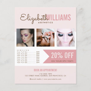 Chic Blush Rosa Skönhetssalong Promo Flygblad