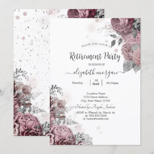 Chic Blush Rosor Pensionering Inbjudningar