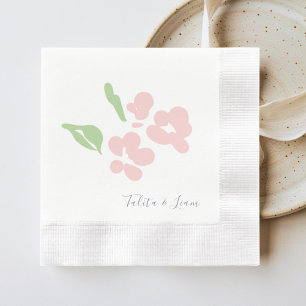 Chic Blush Watercolor Blommig Präglad Pappersserve Pappersservett