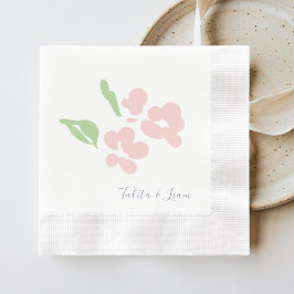 Chic Blush Watercolor Floral Coined Paper Napkin Pappersservett