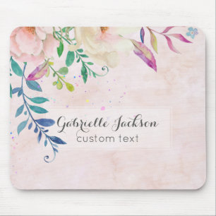 Chic Blush Watercolor Floral Monogram Anpassad tex Musmatta