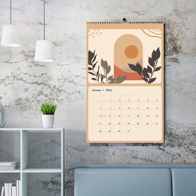 Chic Bohemian abstrakt Greenery Kalender (Skapare uppladdad)