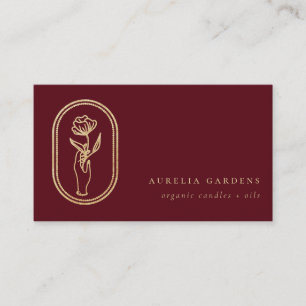 Chic Bohemian Golden Blommigt Logotyp Affärskort Visitkort