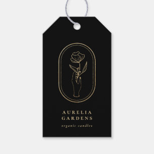 Chic Bohemian Golden Blommigt Logotyp Prisa Märkre Presentetikett