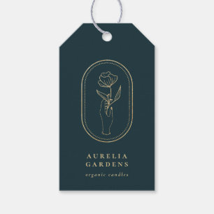 Chic Bohemian Golden Blommigt Logotyp Prisa Märkre Presentetikett