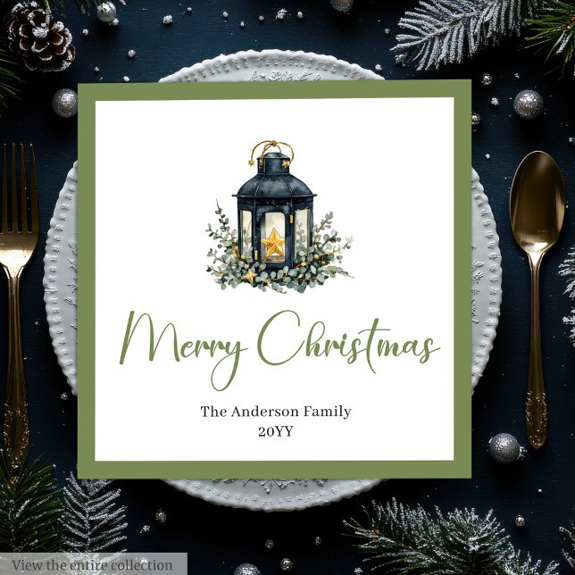 Chic Bohemian jullykta rustic fest  Pappersservett (Chic Bohemian Christmas Lantern Rustic Party Napkins)