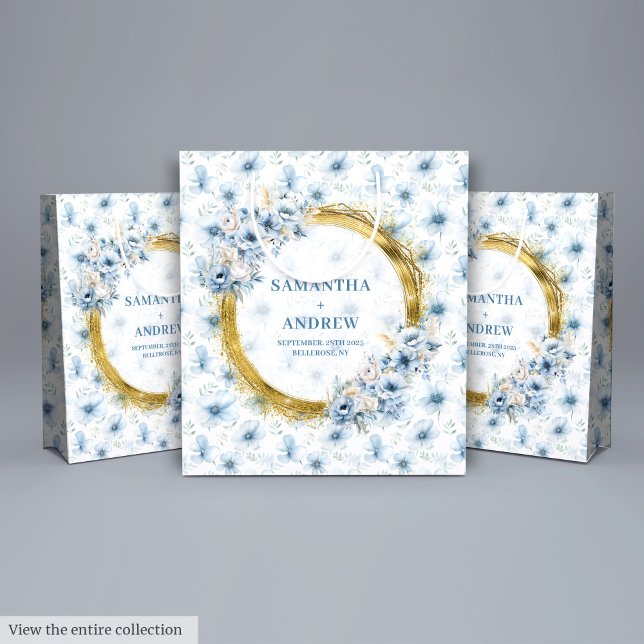Chic Bohemian Light Blue Guld Bröllop Gift Bag (Chic Bohemian Light Blue Gold Wedding Gift Bag)