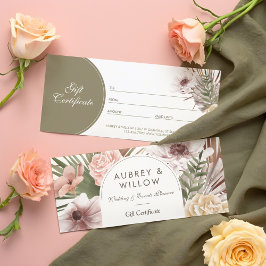 Chic Bohemian Watercolor Blommigts Gift Certificat