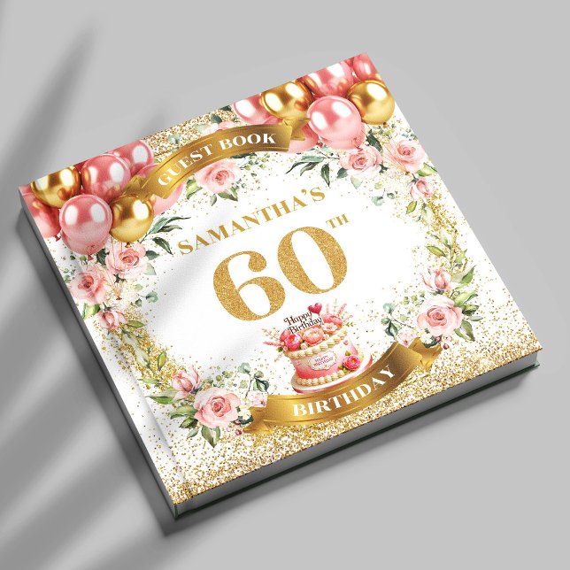 Chic Boho 60:e födelsedagsgästen Bok Bloom Aesthet (Chic Boho 60th Birthday Guest Book Bloom Aesthetic

)