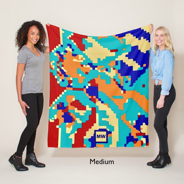 Chic boho abstrakt vektorfärgen monogram sherpa fleecefilt (Skapare uppladdad)