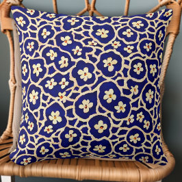 Chic Boho Anemone Mörk blått Mönster Kudde