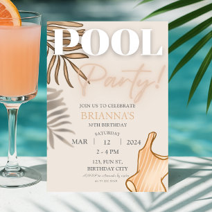 Chic Boho Bassäng Party Kvinnor i tropiska födelse Inbjudningar