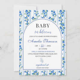 Chic Boho Blå Vildblomma Pojke Blommig Bebis Showe Inbjudningar