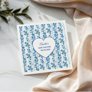 Chic Boho Blå Vildblomma Pojke Blommig Bebis Showe Pappersservett