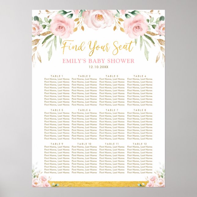 Chic Boho  Blommigt Baby Shower Sittar för barn i  Poster (Framsidan)