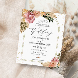 Chic Boho Blommigt Budget bröllop bjudanden Flygblad
