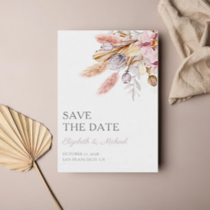 Chic Boho Blommigt Pampas Grass Spara datum Inbjudningar