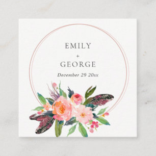 CHIC BOHO BLOMMIGT WREATH BRÖLLOP WEBSITE OSA FYRKANTIGT VISITKORT