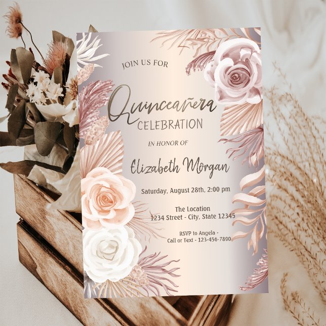 Chic Boho Blommor Quinceañera  Inbjudningar (Skapare uppladdad)