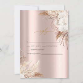 Chic Boho blommor Rose Gold bröllop RSVP   Inbjudningar