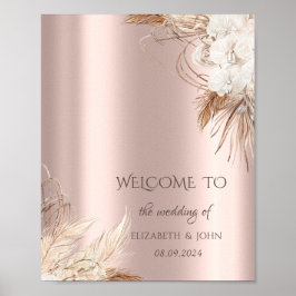 Chic Boho Blommor Roséguld Poster