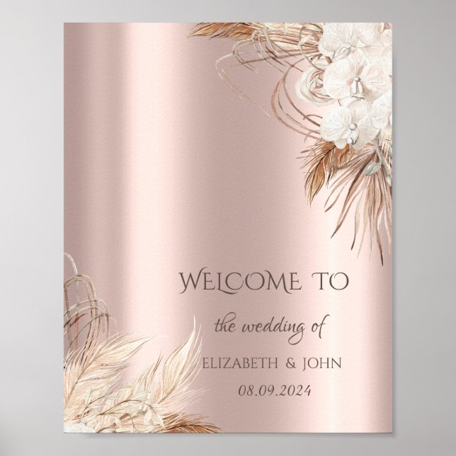 Chic Boho Blommor Roséguld Poster (Framsidan)