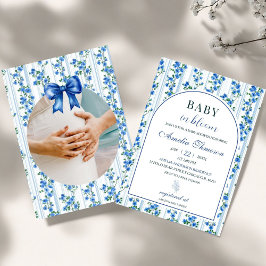 Chic Boho Blue Wildflower Boy floral Baby Shower Inbjudningar