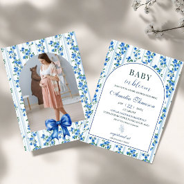 Chic Boho Blue Wildflower Boy floral Baby Shower Inbjudningar
