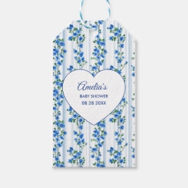 Chic Boho Blue Wildflower Boy floral Baby Shower  Presentetikett