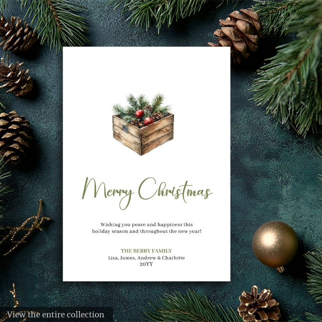 Chic Boho Botanical Scandinavian Xmas Greeting Julkort (Chic Boho Botanical Scandinavian Xmas Greeting Holiday Card)