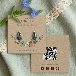 Chic Boho Brown Floral Jewelry Card TMF26 Fyrkantigt Visitkort