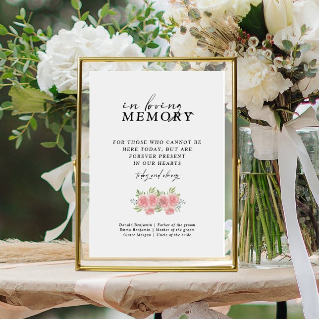 Chic Boho Carnation in Loving Memory Bröllop Sign Poster (Skapare uppladdad)