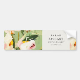 Chic Boho Colorful Grönt Rosa Painting Blommigt Bildekal