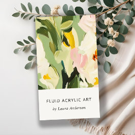 Chic Boho Colorful Grönt Rosa Painting Blommigt Visitkort