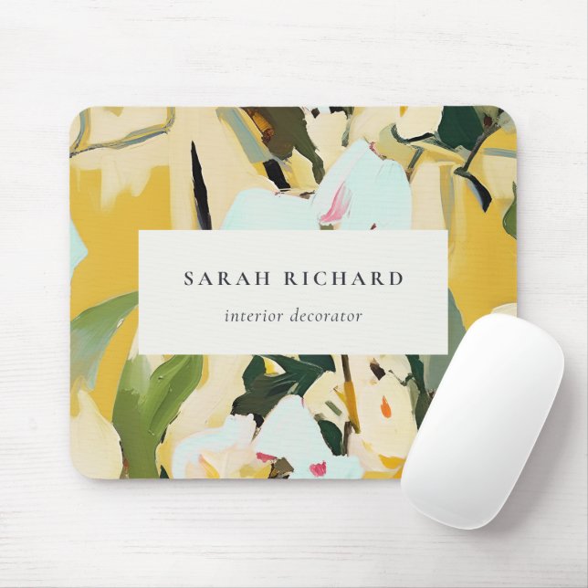 Chic Boho Colorful Gult Ochre-färgad Blommigt Musmatta (Med mus)