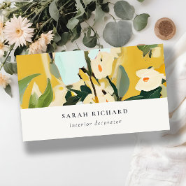 Chic Boho Colorful gult Ochre-färgad Blommigt Visitkort