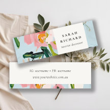 Chic Boho Colorful Rosa Blue Grönt Painting Blommi
