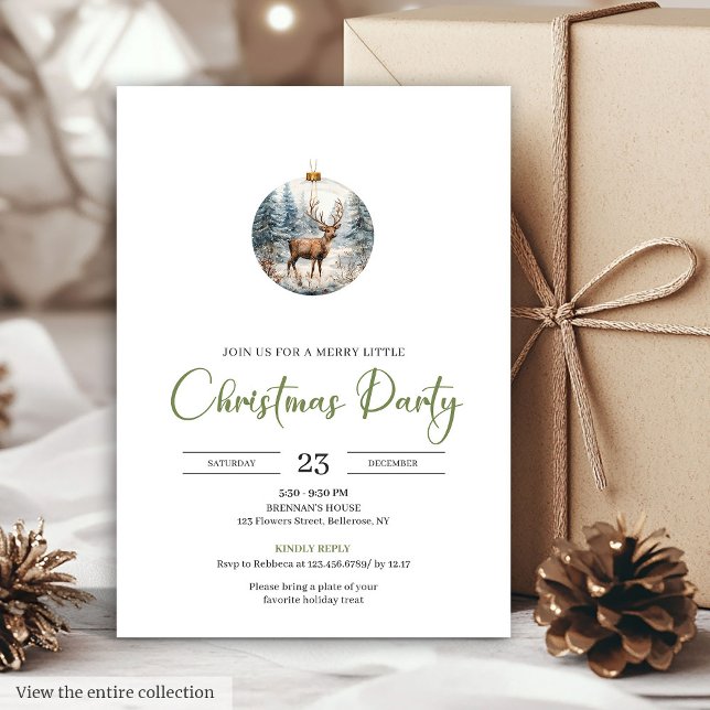 Chic Boho Cozy Winter Scene Deer Christmas Inbjudningar (Chic Boho Cozy Winter Scene Deer Christmas Invitation)