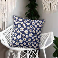 Chic Boho Daisyn Mörk blått Mönster Dekorativ kudd