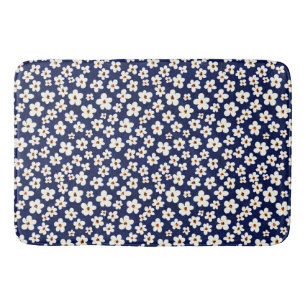 Chic Boho Daisys Mörk blått Mönster Shower Curtain Badrumsmatta