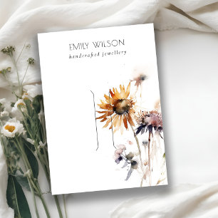 Chic Boho Dry Wildblomhairpin Visning Template Visitkort