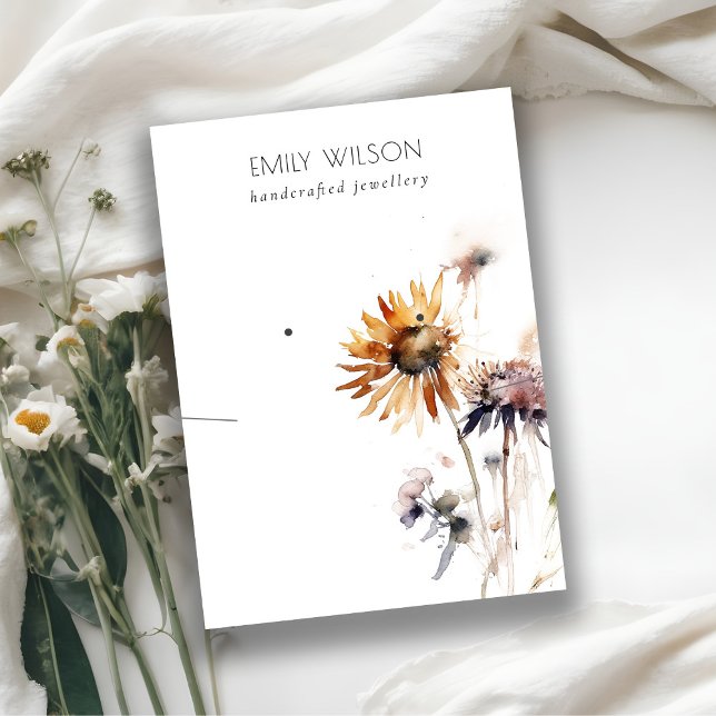 Chic Boho Dry Wildblomme Necklace Earring Visning Visitkort (Skapare uppladdad)
