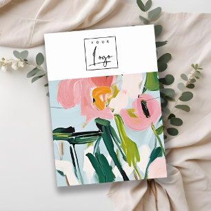Chic Boho Färgfläckad Blommigt Logotypen Necklace Visitkort