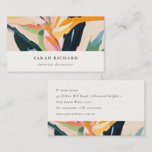 Chic Boho Färgglad Fågel Paradisets Målade Blommor Visitkort