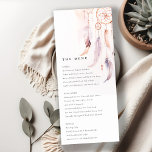 Chic Boho Feather Dreamcatcher Bröllop-menykort Inbjudningar<br><div class="desc">Om du vill ha fler anpassningar eller andra matchande artiklar kan du kontakta mig på yellowfebstudio@gmail.com</div>