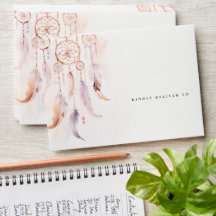 Chic Boho Feather Dreamcatcher Watercolor Bröllop