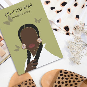 Chic Boho Female Silhouette Earring Visning Card Visitkort