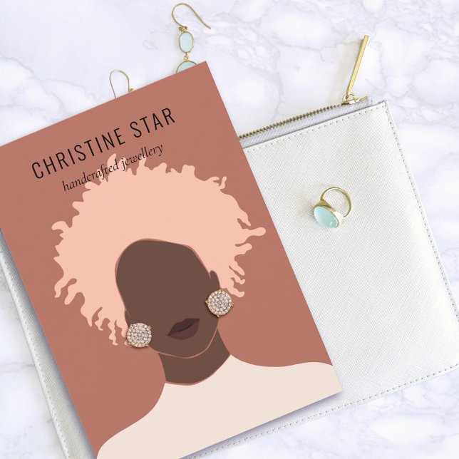 Chic Boho Female Silhouette Earring Visning Card Visitkort (Skapare uppladdad)
