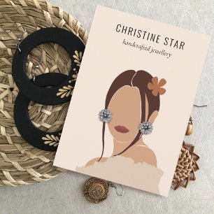 Chic Boho Female Silhouette Earring Visning Card Visitkort